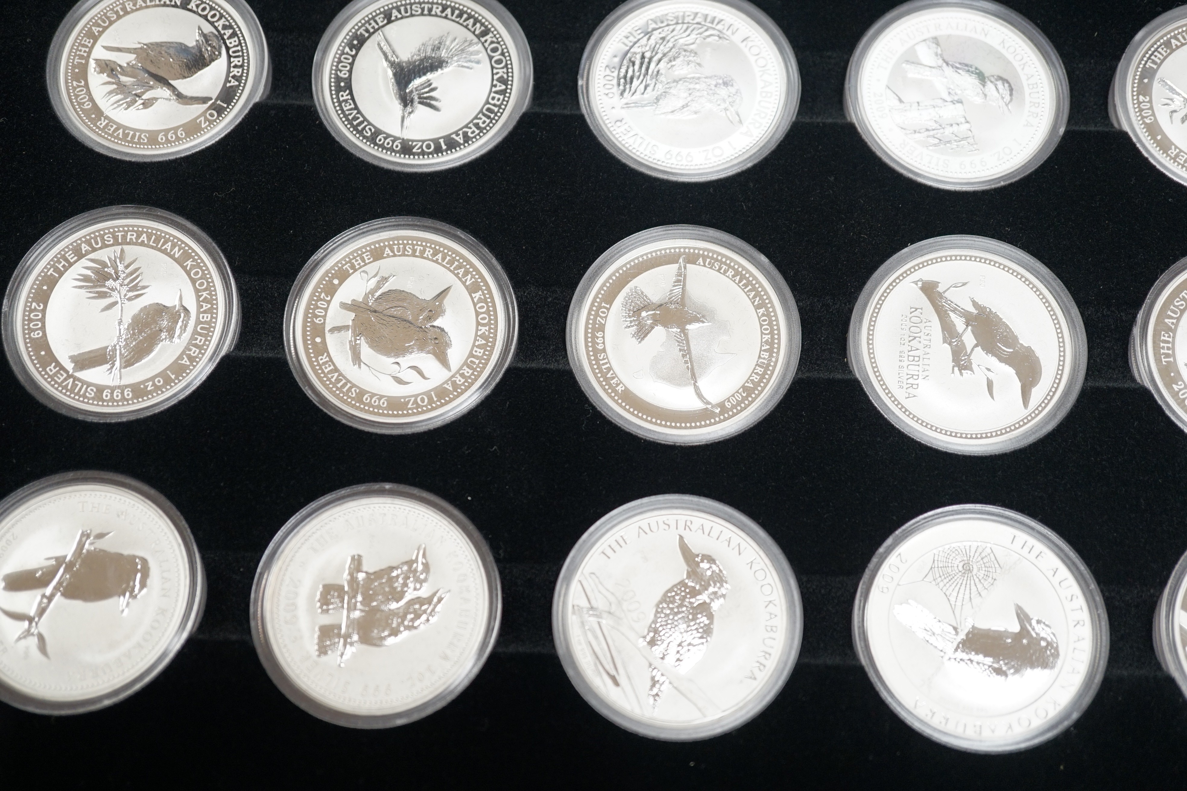 An Australian kookaburra 20th edition silver bullion 20 coin set